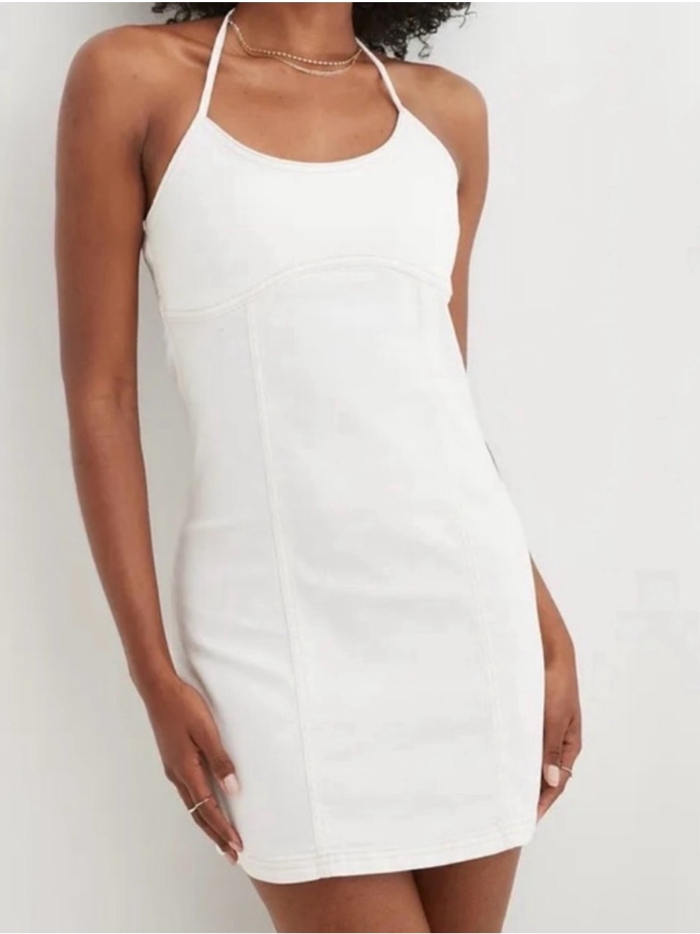aerie White Halter Mini Dress